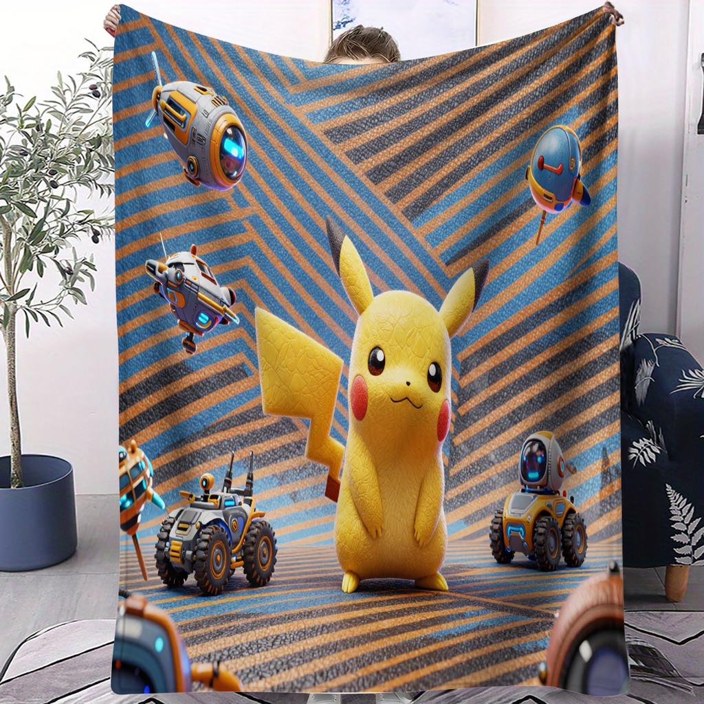 Pocket Monsters Pikachu Soft Throw Blankets For Office Travel Comfort Leisure Camp Multifunctional Universal Blanket Fan Gift