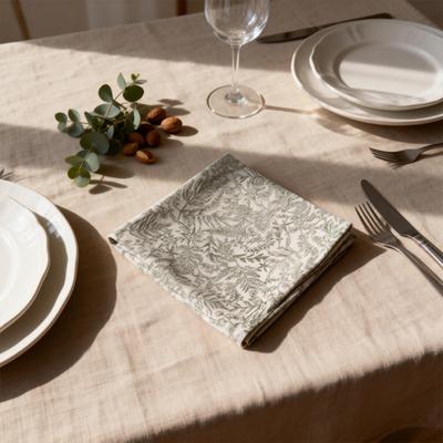 Plant Leaf Print Tablecloth Soft Fabric Foldable Napkin Cloth Boho Style Table Mat Dining Table Kitchen Home Party Wedding Bar Decor