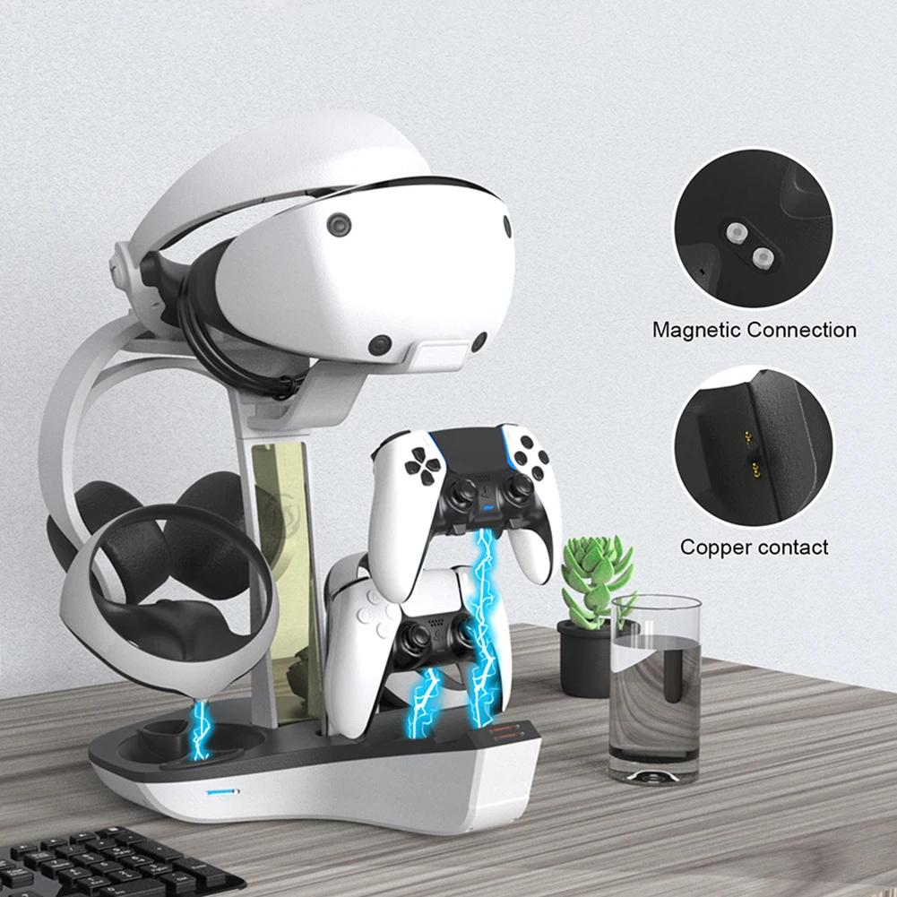 Professional Charging Station with LED Indicator for PS5 and PS VR2 Controllers and Accessories Storage Solution