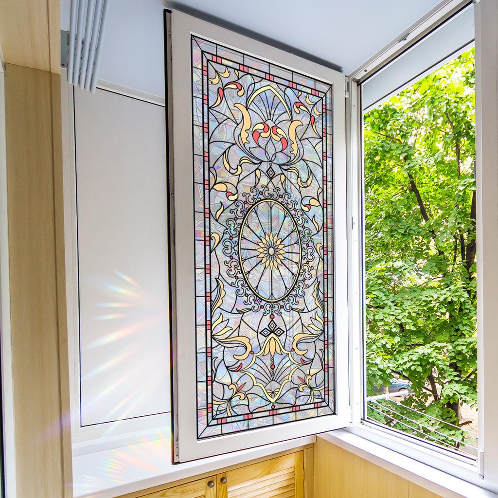 Xc2018-Kq Autocollant de fenêtre Rétro Classique Européen Impression Double Face Électrostatique Visuel Autocollant de Fenêtre en Verre PVC