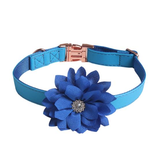 Buckle Design Fake Leather Rose Flower Decor Pet Dog Neck Strap Daily Collocation