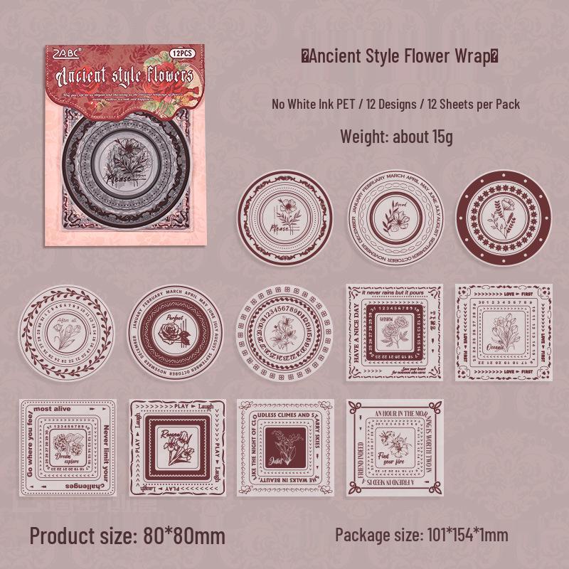 Otherworldly Flower Wreath Retro Waterproof Stickers for Scrapbooking DIY