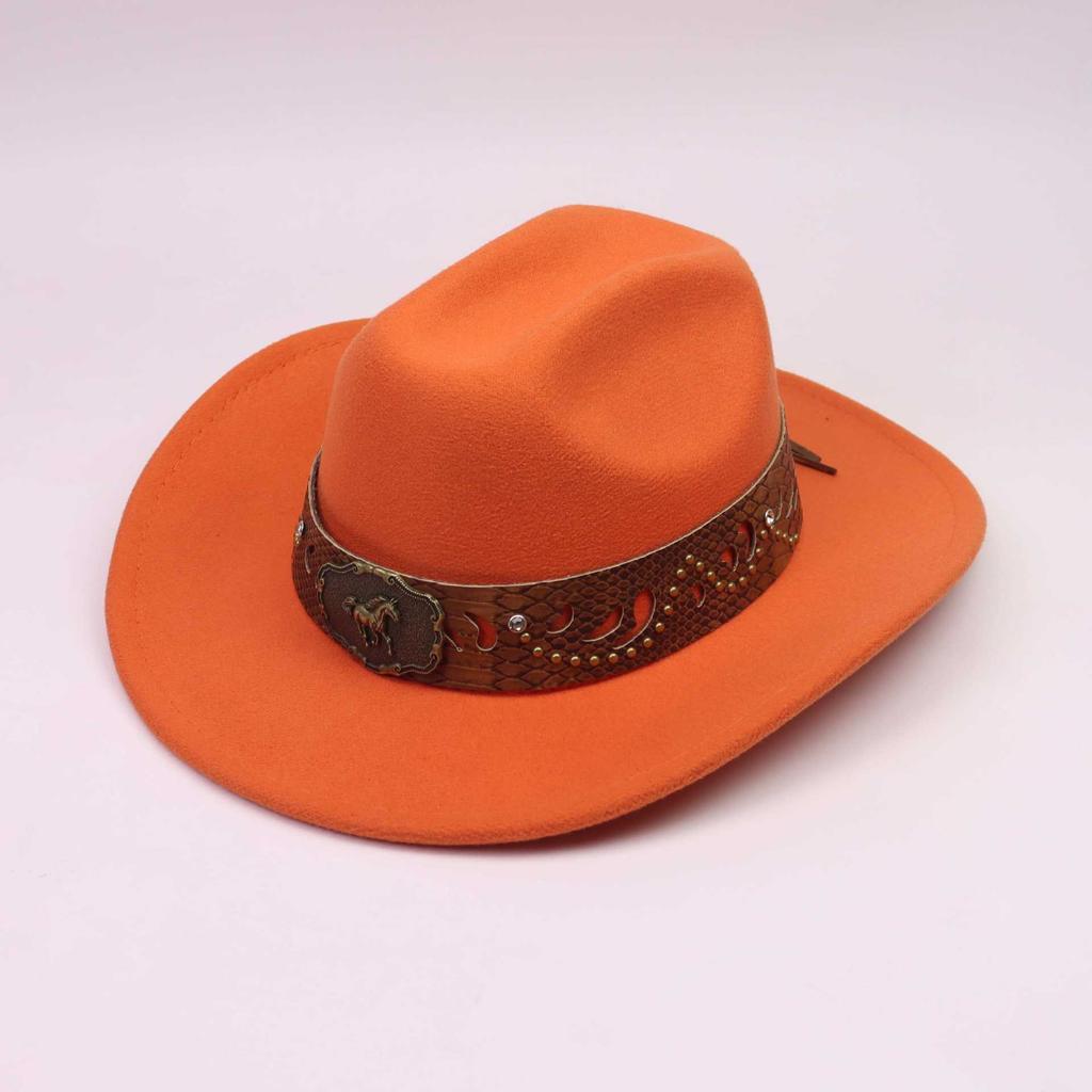 New Western cowboy top hat men and women couple gentleman's hat horse head decoration with jazz hat Tibetan