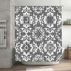 Stylish White Gray Damask Shower Curtain with Modern Bathroom Decor Design Waterproof Fabric for Bathtub Coverings (180x180cm)