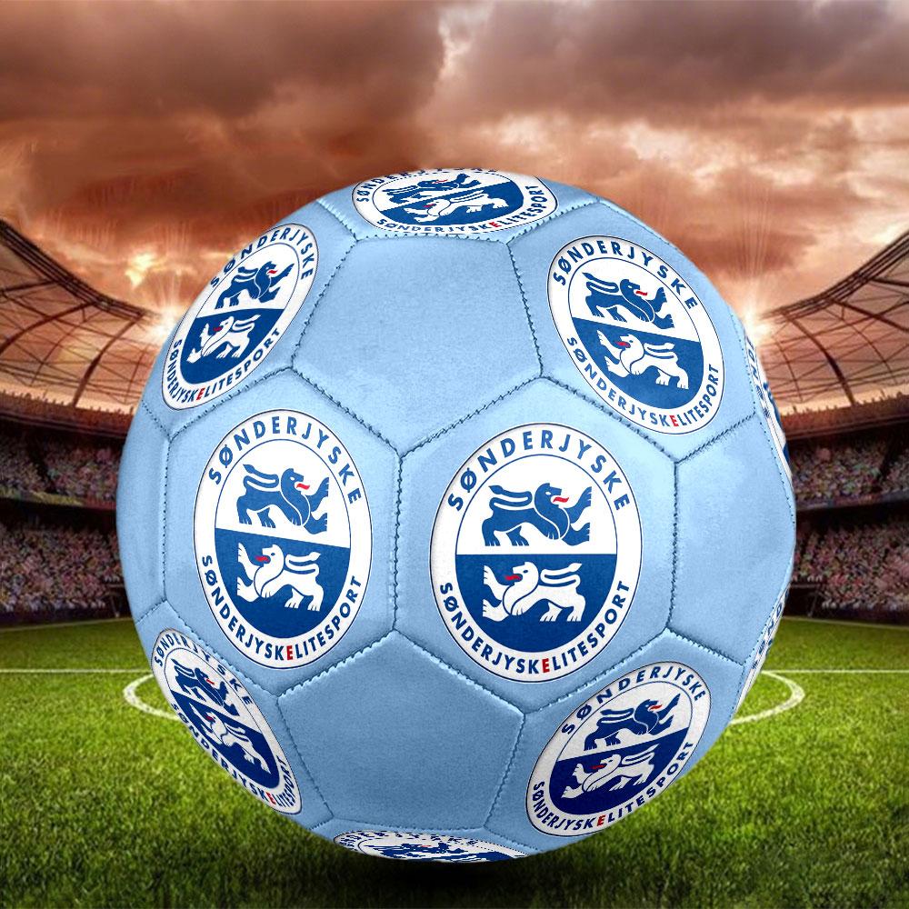 Sonderjyske FC Size 5 Soccer Ball, Machine-Stitched PVC, Durable & High Bounce, All Ages Fit, Fan Merchandise, Matches & Outdoor Use.