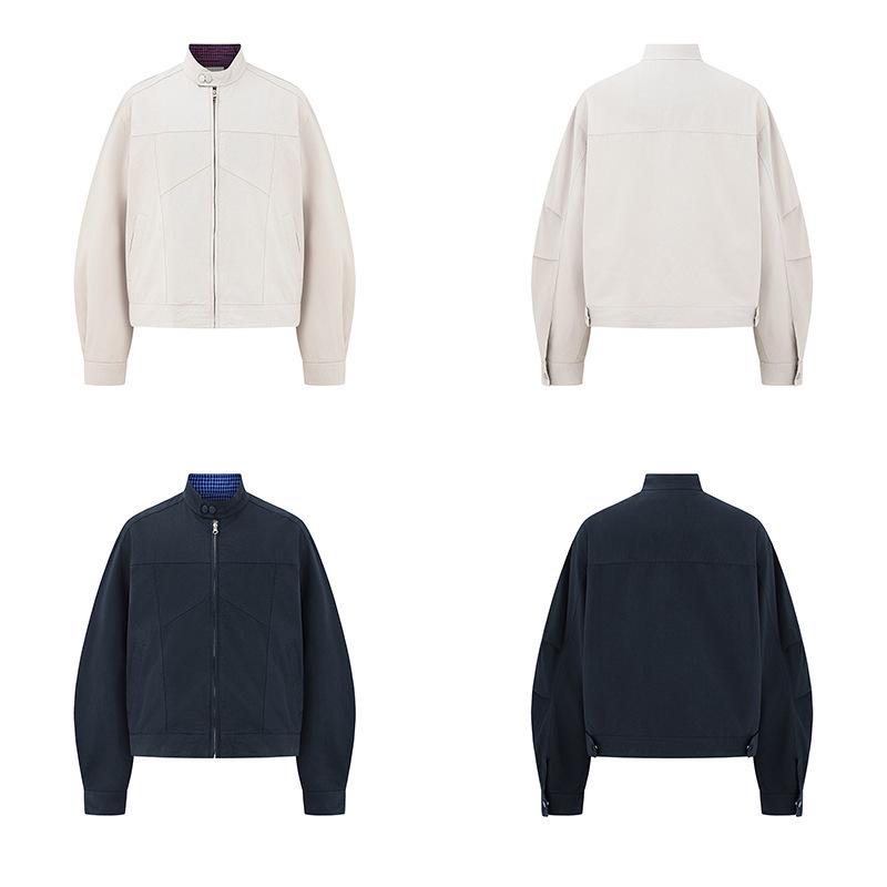 QIYOU Autumn 2025 Retro Japanese Unisex Stand Collar Bomber Jacket