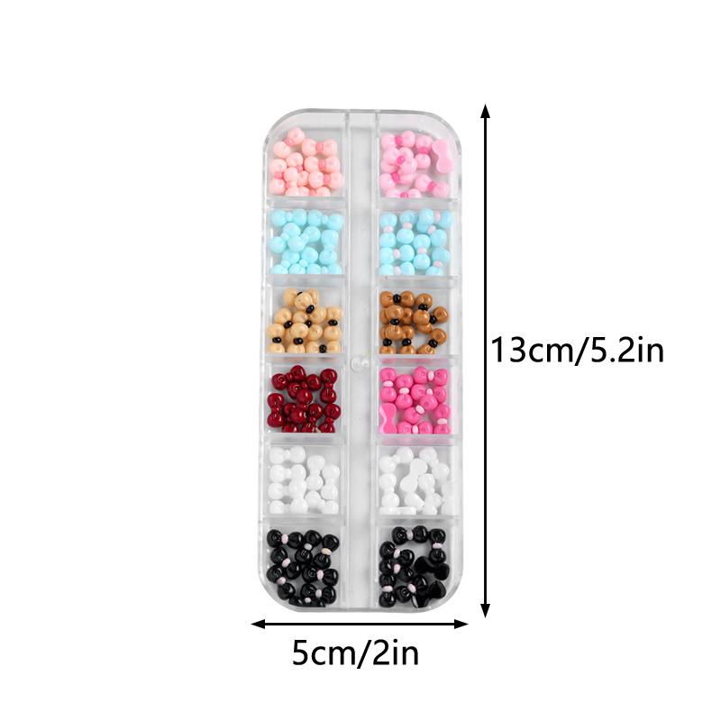 12 Bölmeli/Kutu Mini Fiyonk Tırnak Sanatı Süsleri 3D Sevimli Şeker Rengi Tırnak Takıları Tasarımları Kendin Yap Reçine Tırnak Aksesuarları