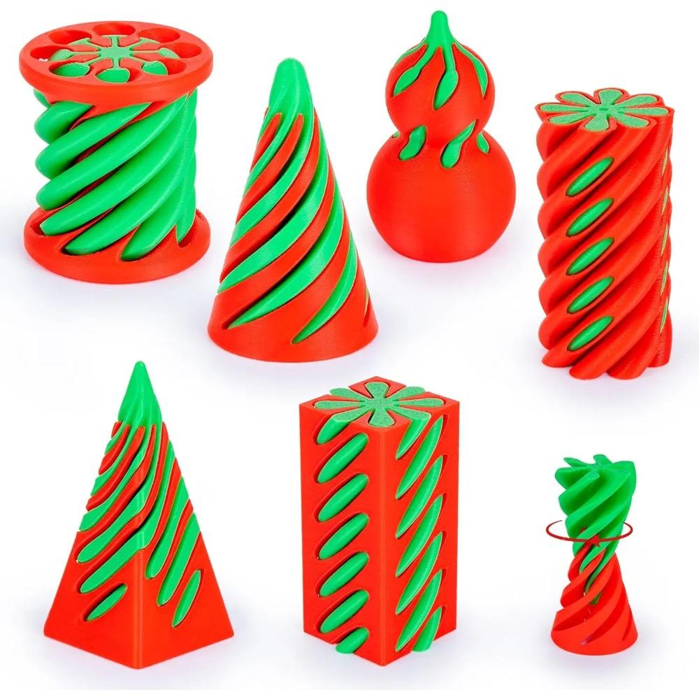 6 Pack Spiral Cone Fidget Toys 3D Printed Impossible Passthrough Pyramid Pillar Gourd Helix Screw Toys for Anxiety Relaxing