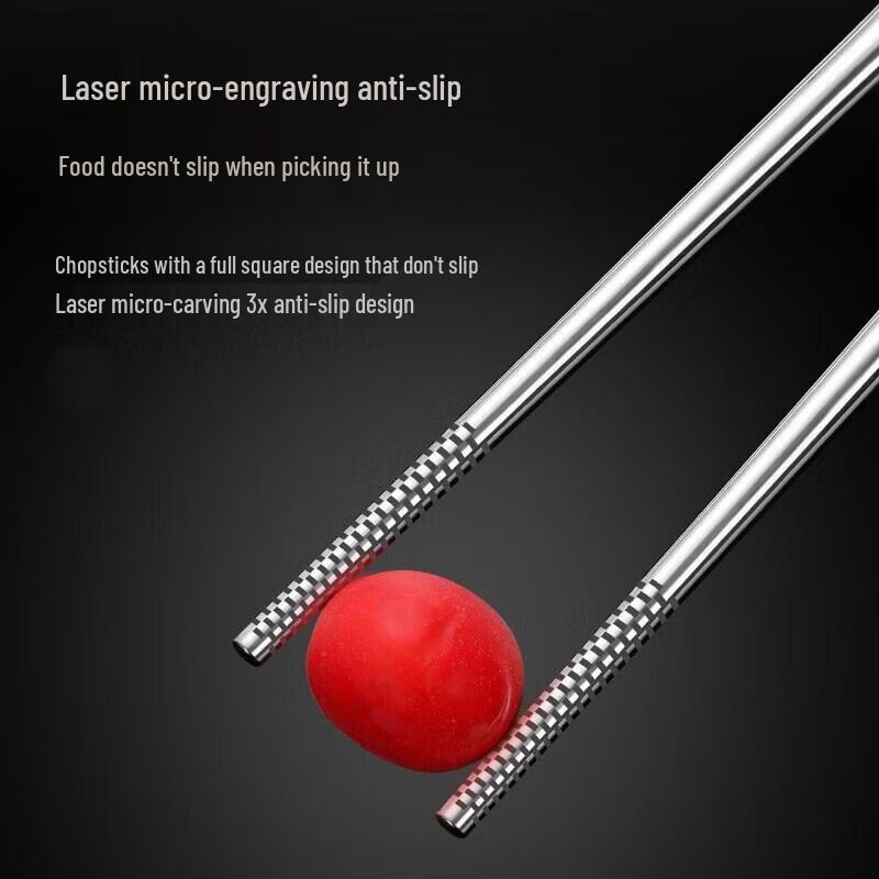 HANDUNYOU 316L Stainless Steel Antimicrobial Chopsticks