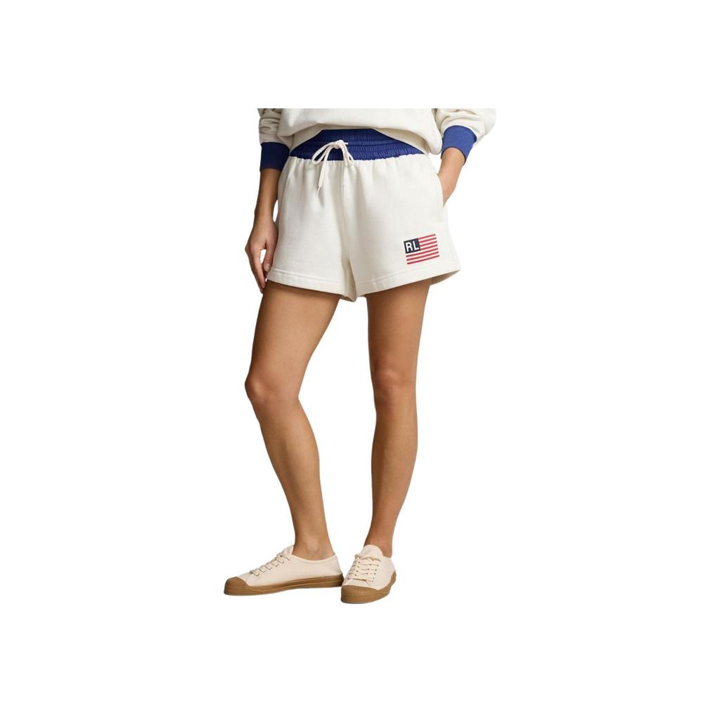 Polo Ralph Lauren Verão24 Estampa com Logo de Letras Cintura Média Cordão Shorts Casuais Shorts Femininos Branco 211935604-001
