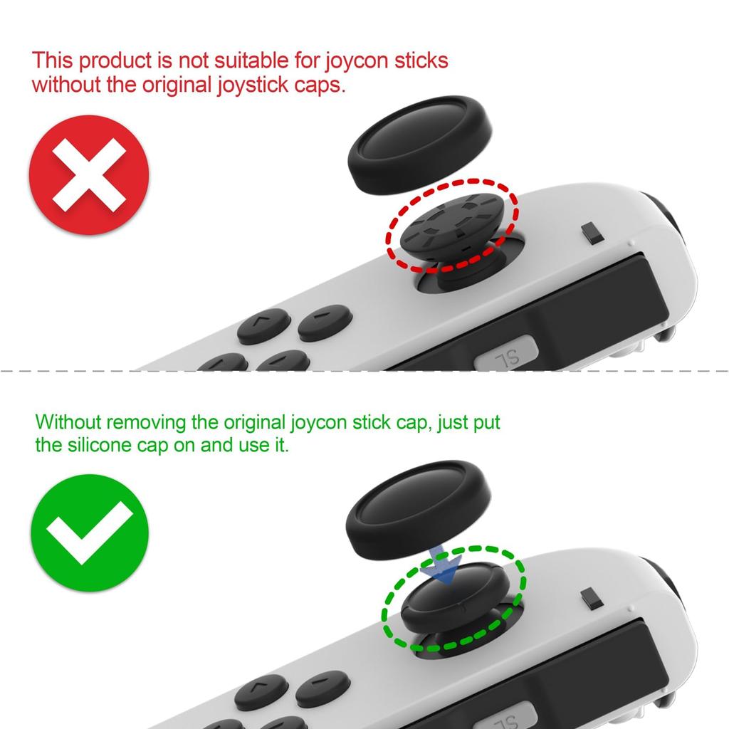 eXtremeRate PlayVital Cute Switch Thumb Grip Joystick Caps for Switch Lite Silicone Analog Covers for Dark Grayish Violet Caps, & & OLED, Joy-Con