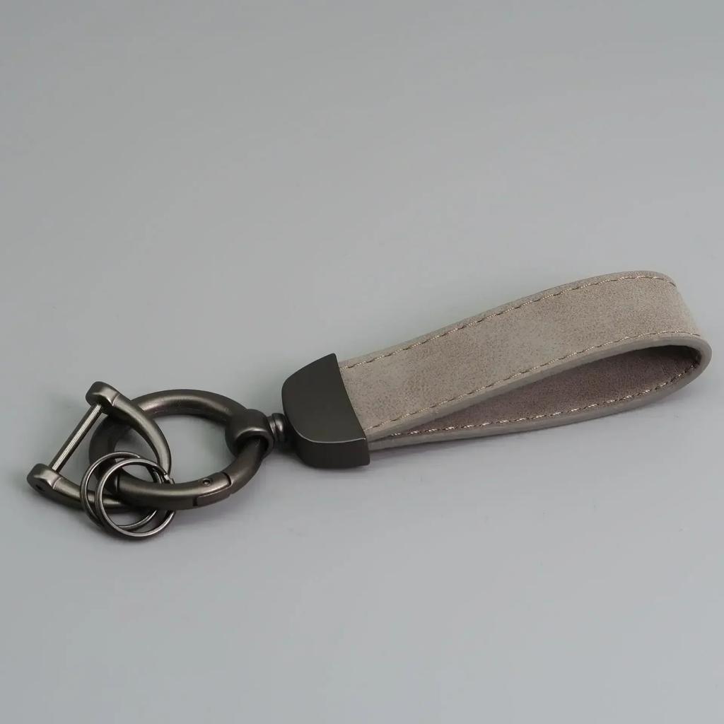 Custom LOGO Suede Leather Keychain Vintage Laser Engrave Car Key Ring Holder for Men and Women Personalized Key Chains Ring