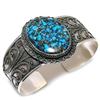 Bracelet Manchette en Argent Sterling 925 avec Turquoise Bleue Cuivre Naturel Réglable ETC-14499