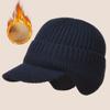 Winter Warm Baseball Caps Men Thicken Plush Linging Knitted Earflap Hat Outdoor Sport Windproof Ear Protection Woolen Peaked Cap