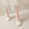 Fashion 2025 Shoes Female Retro Women's Mary Jane High Heels Square Toe Buckle Strap Chunky Heel Pumps for Fashion Dress Office Zapatos