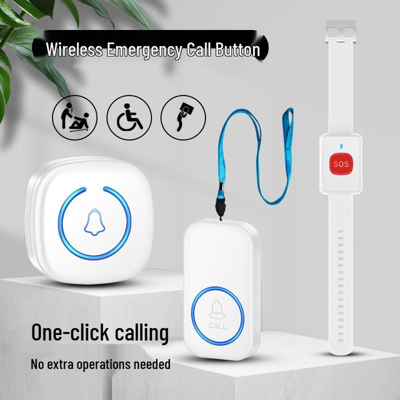 Wasserdarer kabelloser Notfallalarm für ältere Menschen & Schwangere - Langreichweiten-Sicherheits-Pager mit einer Taste