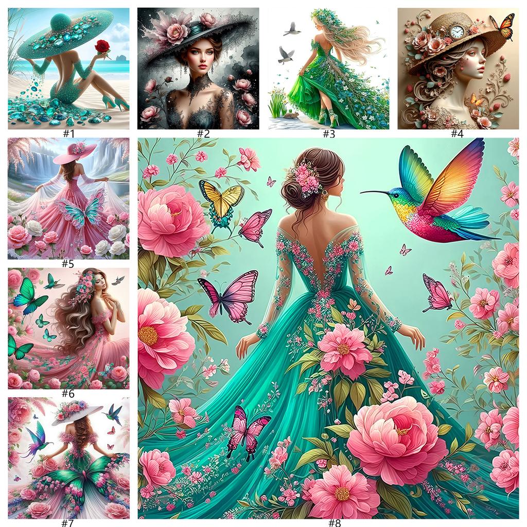 Elegant Beauty Full DIY 5D Round Drill Diamond Art Kits for Adults Home Decor Diamond Dots Paintings Picture Arts Craft 40x40cm