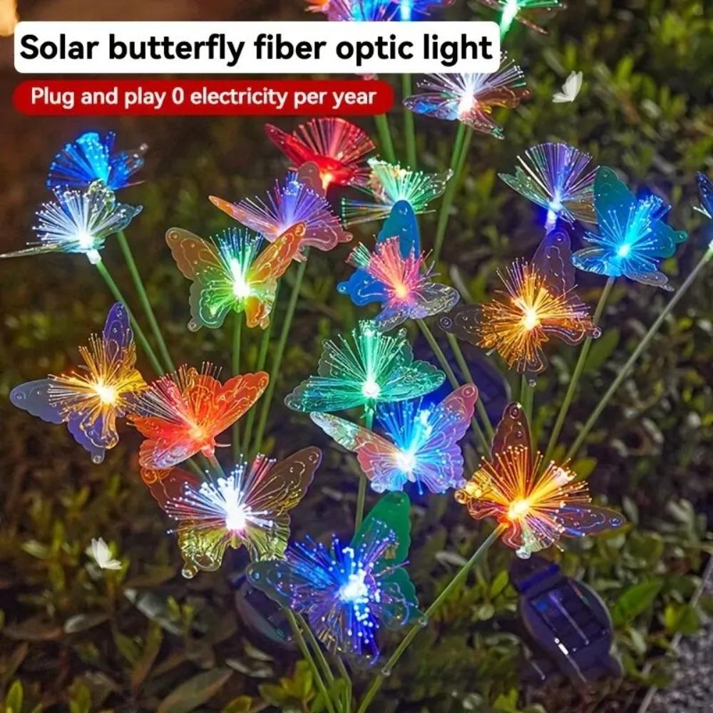 Solar-Powered Butterfly Fiber Optic Light - Waterproof Rechargeable Outdoor Garden Decor for Lawn, Yard, and Landscape