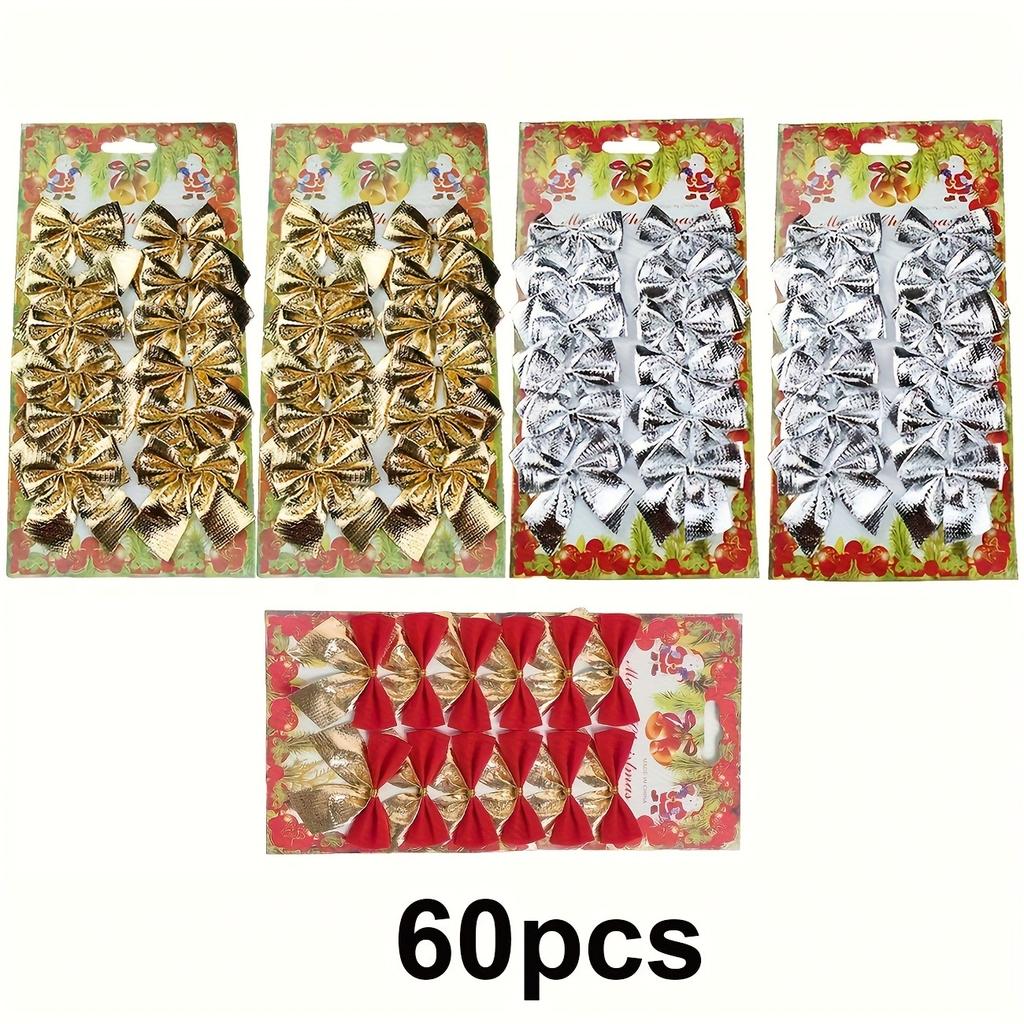 60Pcs 5.5cm Bow Christmas Decorations Xmas Tree Pendant Ornament for Home Decor Navidad New Year Party 2026 DIY Gift Accessories