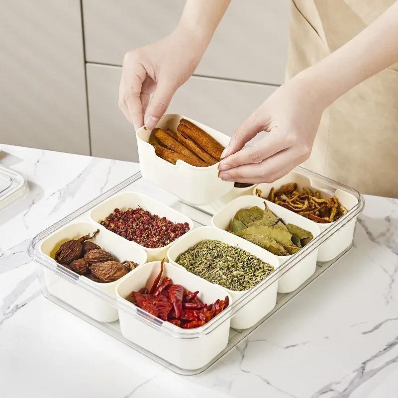 4Grid /8 Grid Snack Box Container Food Storage Box with Lid Snack Box Fruit Storage Container Snack Organizer Refrigerator