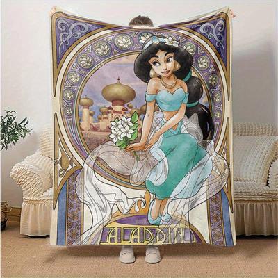 1 peça Cobertor Princesa Disney Jasmine Art Nouveau Decoração de Casa, Capa de Sofá, Exterior, Presente para Amigos, Manta de Flanela, Quarto, Sala de Estar
