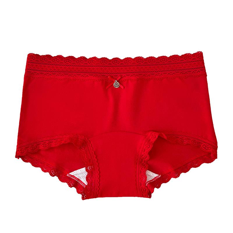 Women's Summer New Year Good Luck Red 10A Bacteriostatic Extended Middle Waist Triangle Briefs