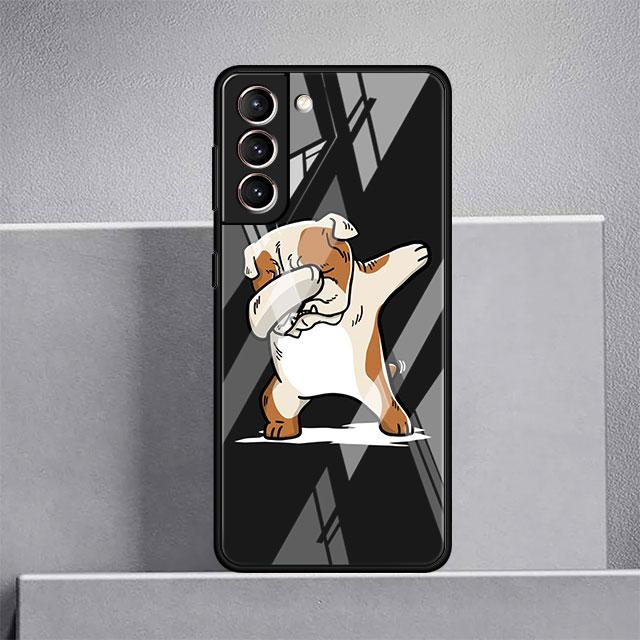 Dog Cute Animal Glass Case For Samsung Galaxy S22 S20 FE S21 Plus Phone Cover S10 5G S9 Note 20 Ultra 10 Lite Shell