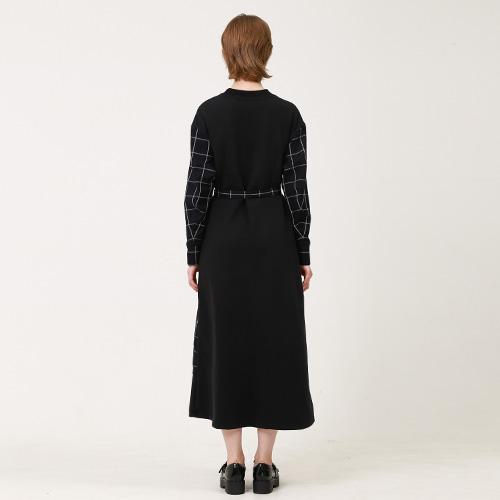 Bunderghost Navy Overskirt Color-Block Long Dress