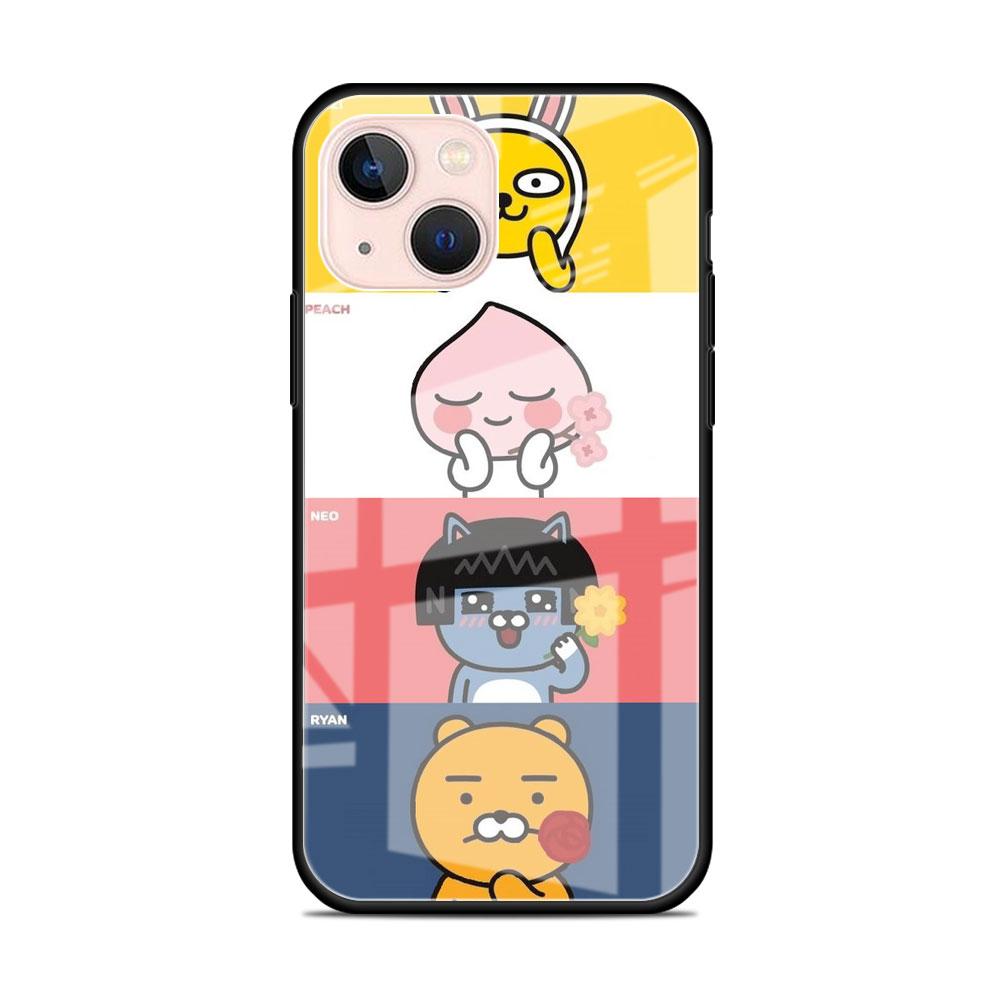 Glashülle für Apple iPhone 14 13 Pro 11 12 7 8 Plus SE 2022 XR X XS Max 6 6S gehärtete Telefonabdeckung Kakao Friends