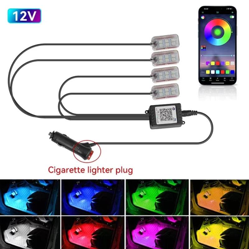 Neon LED Car Interior Ambient Foot Strip Light Accessories Back light Remote App Music Control Auto Decorative Atmosphere Lamp