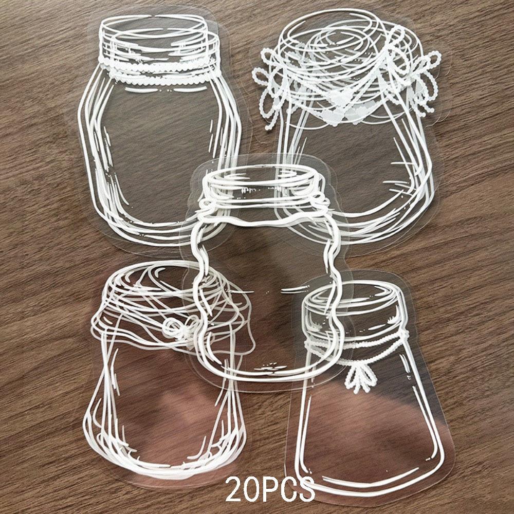 20PCS PET Bottle Shape Bookmark Transparent DIY Crafts Stationary Bookmark Waterproof Bookmark Scrapbook Sticker Plant Samples