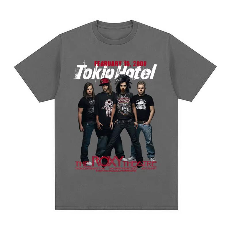 Rock Band Tokio Hotel Musik Grafik T-Shirt Unisex Damen Hip Hop Punk Gothic T-Shirt Reine Baumwolle Übergroß Kurzarm T-Shirts