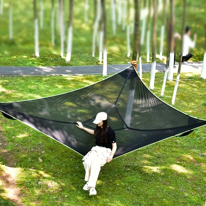 

Outdoor Multi-person Triangle Hammock Large Aerial Tree Tent With Mesh Swing Camping Hammock For Backyard And Travel Use чёрный