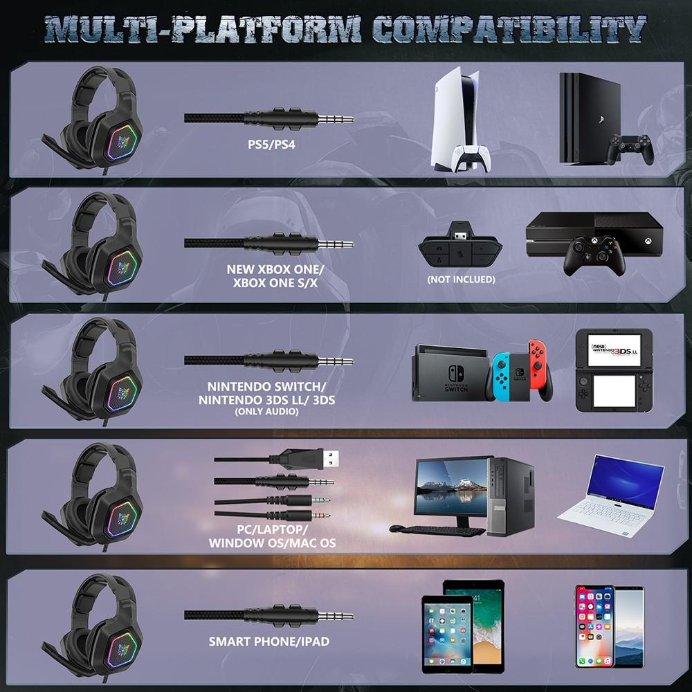 ONIKUMA K10 Kabelgebundene Kopfhörer Gaming-Headset