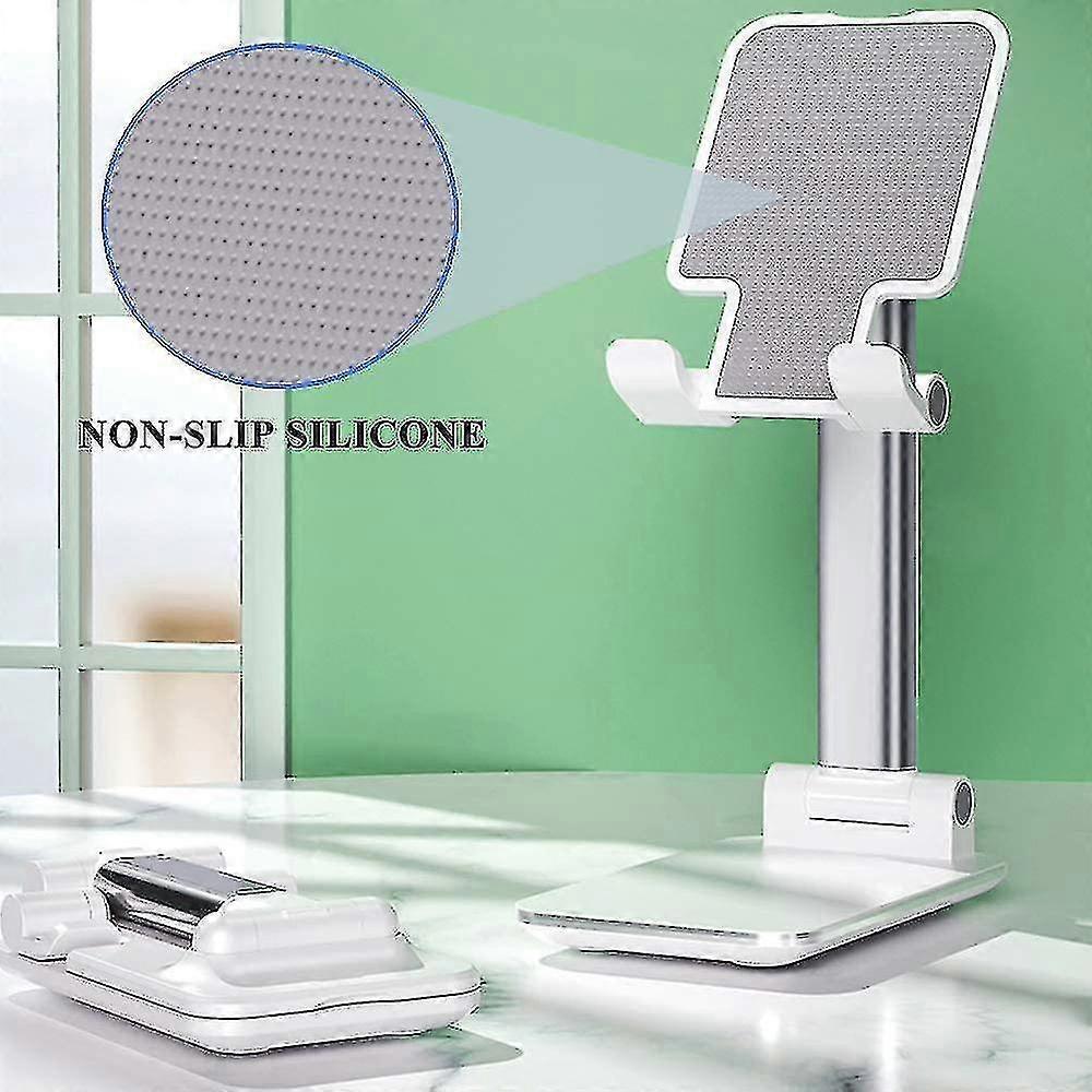 Phone Stand Angle Height Adjustable, Fully Foldable Portable Desktop Phone Stand Base Compatible White (1pcs)