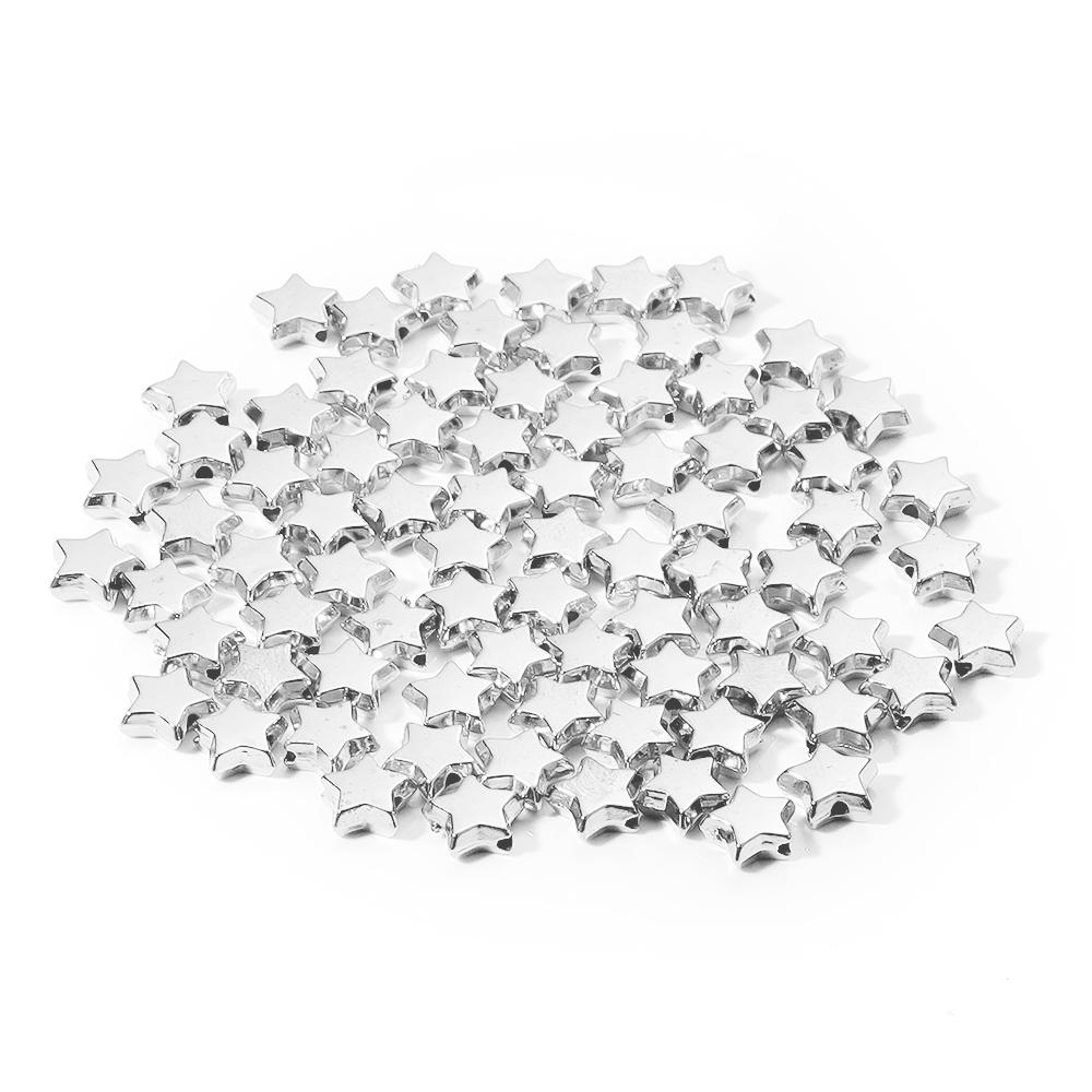 50-100Pcs 6mm 10mm 12mm CCB Star Beads Gold Silver Color Loose Spaced Beads For Jewelry Bracelet Making DIY Earring Accessories