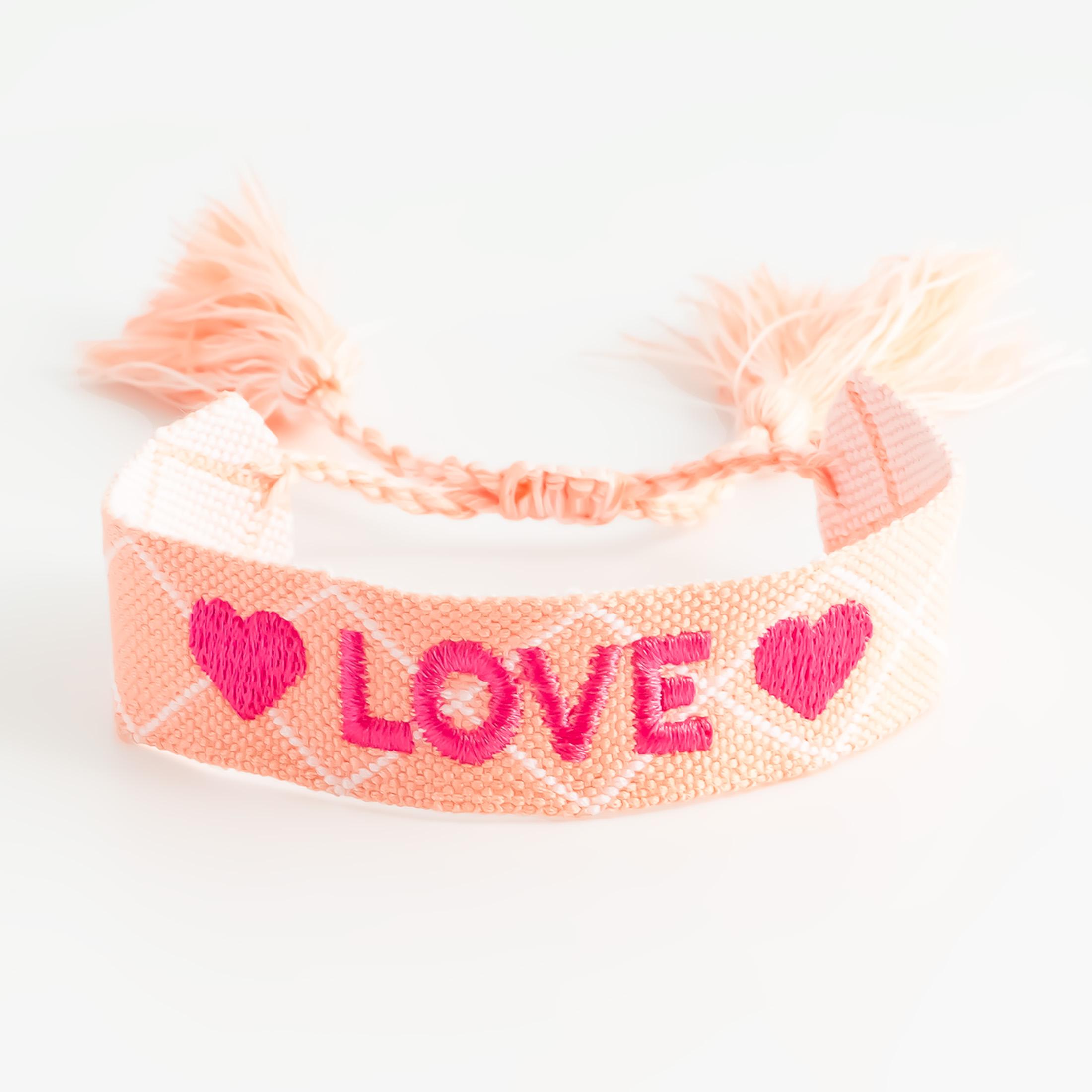 

LOVE Letter Pattern Bohemian Fashion Handmade Textile Printed Embroidered Wrist Adjustable Women s Party Jewelry Gift Bracelet рожевий