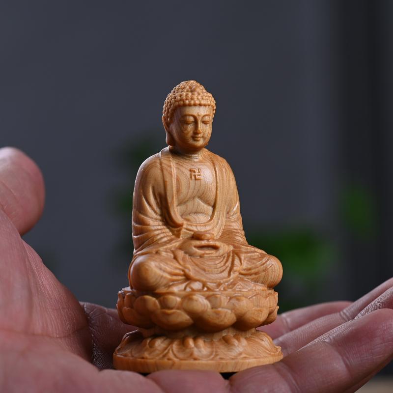 Minimalist Solid Wood Guanyin Statue Hand Carved Wooden Ornament for Home Living Room Interior Decoration