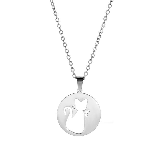 

Женское ожерелье золотого цвета с милыми животными, кошкой и котенком, круглый кулон из нержавеющей стали, ювелирное ожерелье, подарок на день рождения 2024