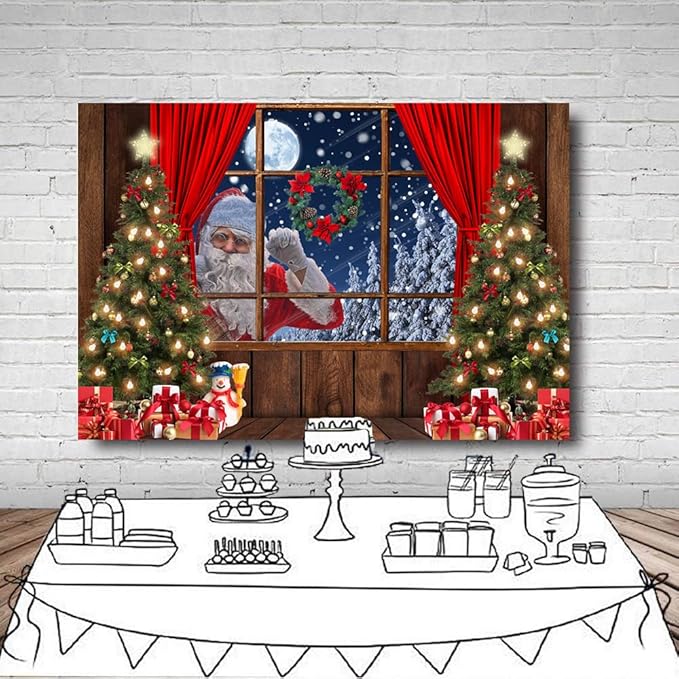 Christmas Background 210x150 cm Santa Claus Christmas Tree Photo Booth Photo Decoration