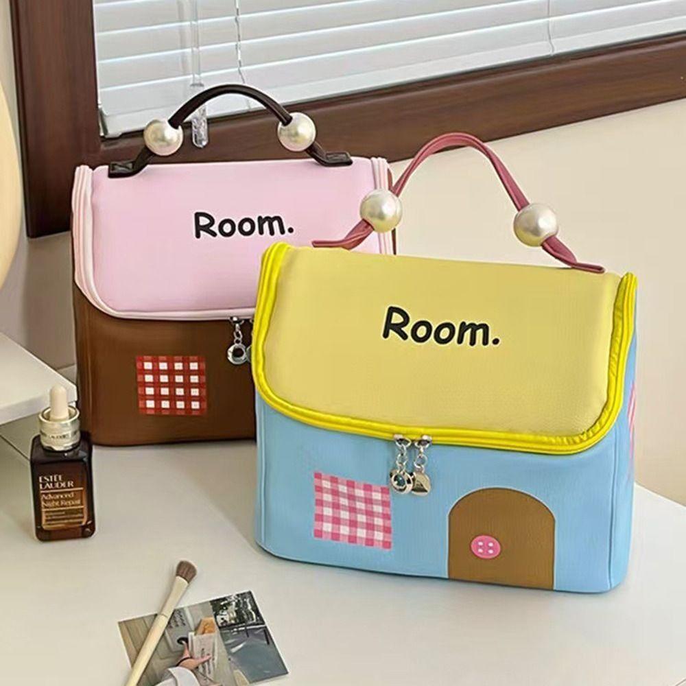 Cute House Shape Makeup Bag Large Capacity Cosmetic Case Cartoon Travel Makeup Handbag  Gift