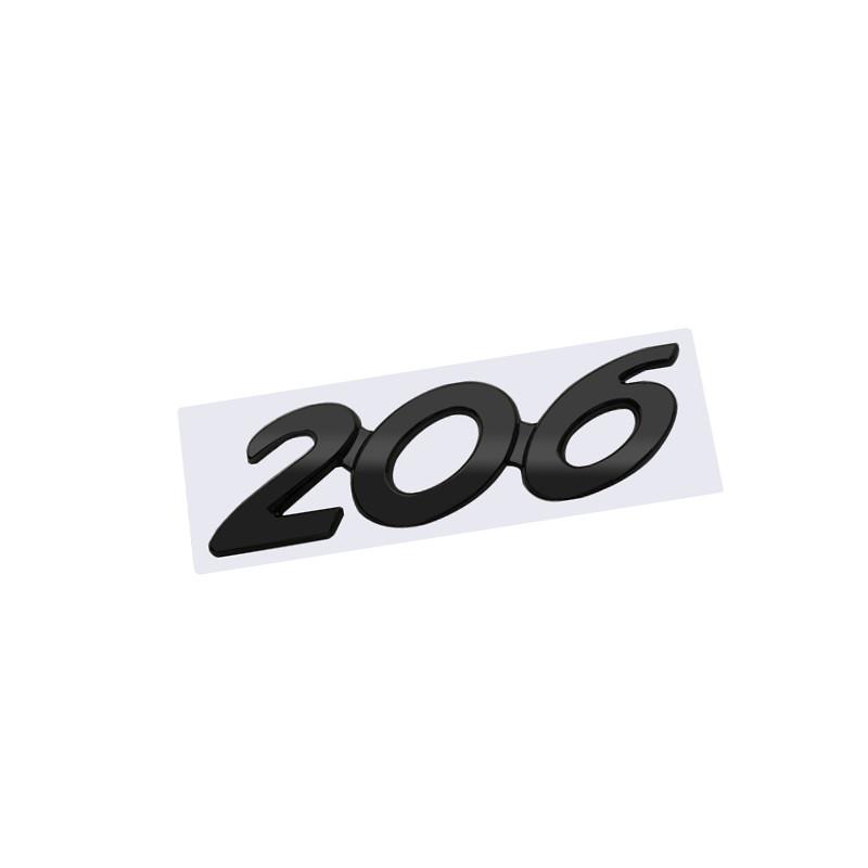 1Pc 3D Glossy Black Chrome Silver 206 Metal Logo Emblem Badge Decal Car Sticker for Peugeot 206 Car Accessories