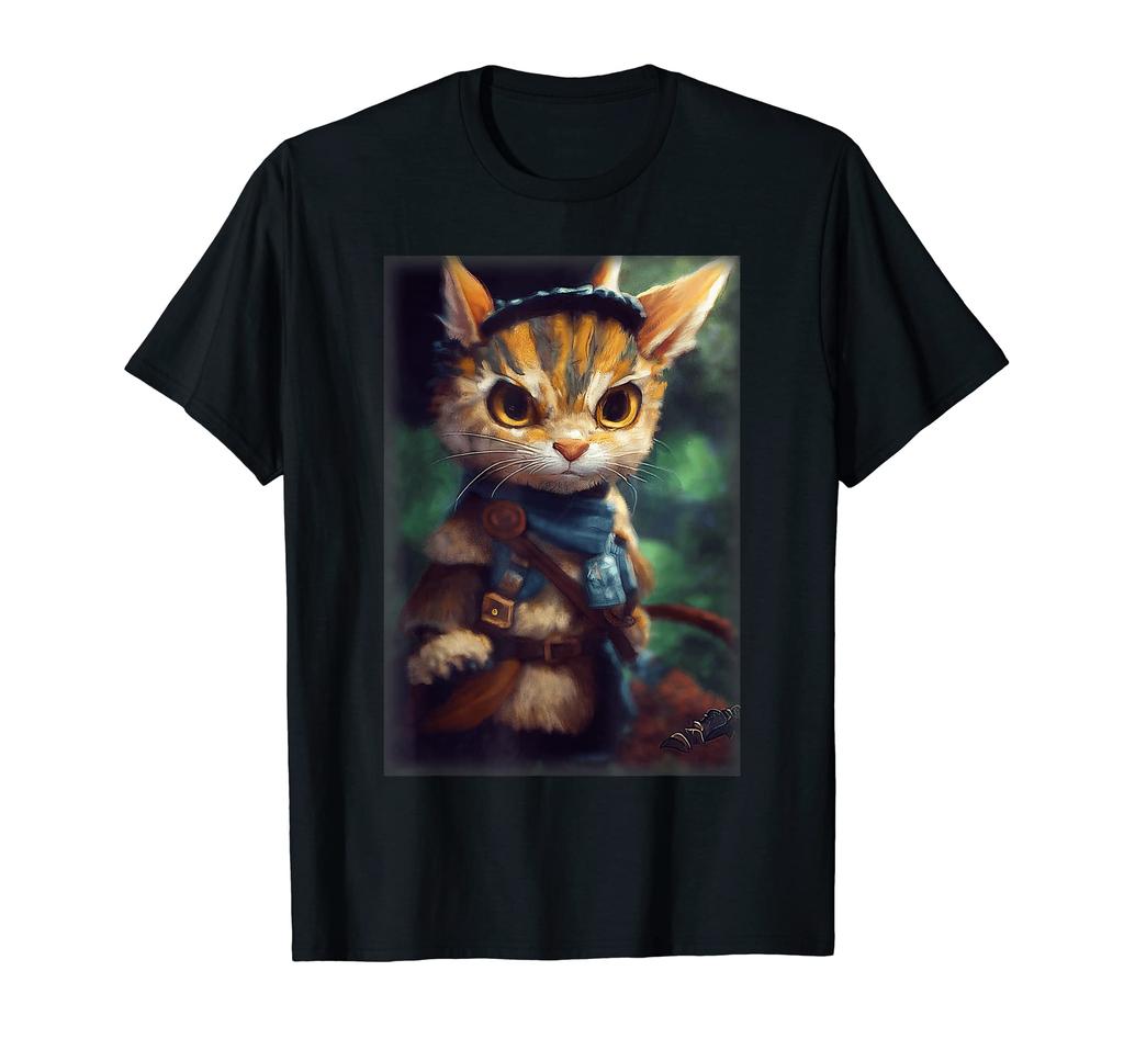 Monster a Hunter Cat Adventurer Dutch Angle Action T-Shirt