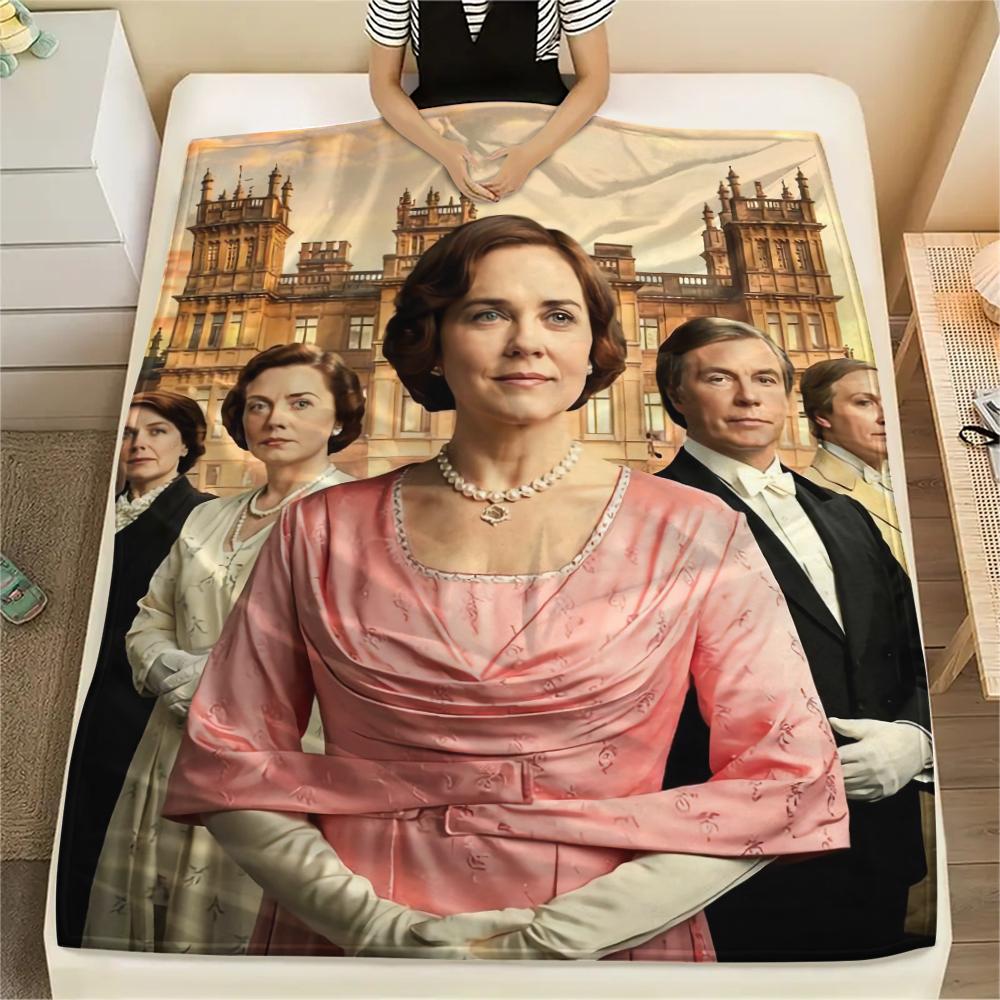 1 Stück Flanelldecke mit Downton Abbey Aufdruck, Hohe Qualität für alle Jahreszeiten, Heimdekoration, Wärme und Komfort, Perfekt für Weihnachtsgeschenke