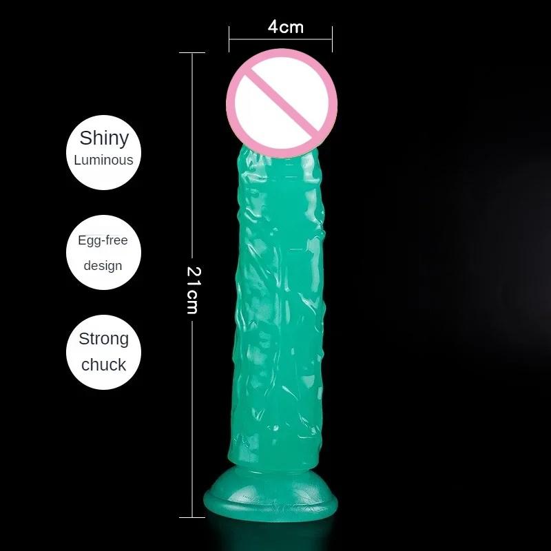 Glow-in-the-Dark Simulation Dildo Clitoris G-Spot Stimulator Prostate Massage Anal Plug Female Masturbator With Suction Cup Dild