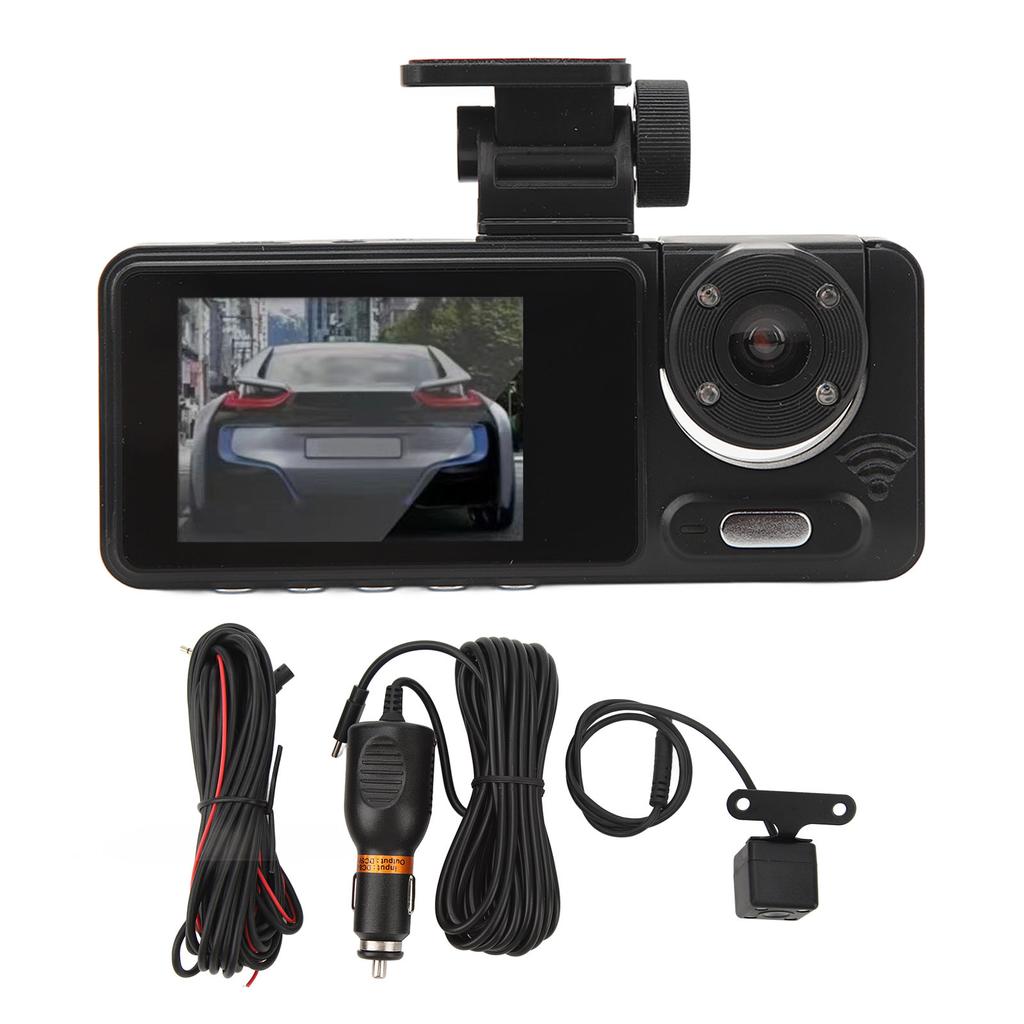 1080P Dash Cam with Triple Lens 2 Inch IPS Display Night Vision Rotatable Car Dashboard Camera Parking Monitor Motion