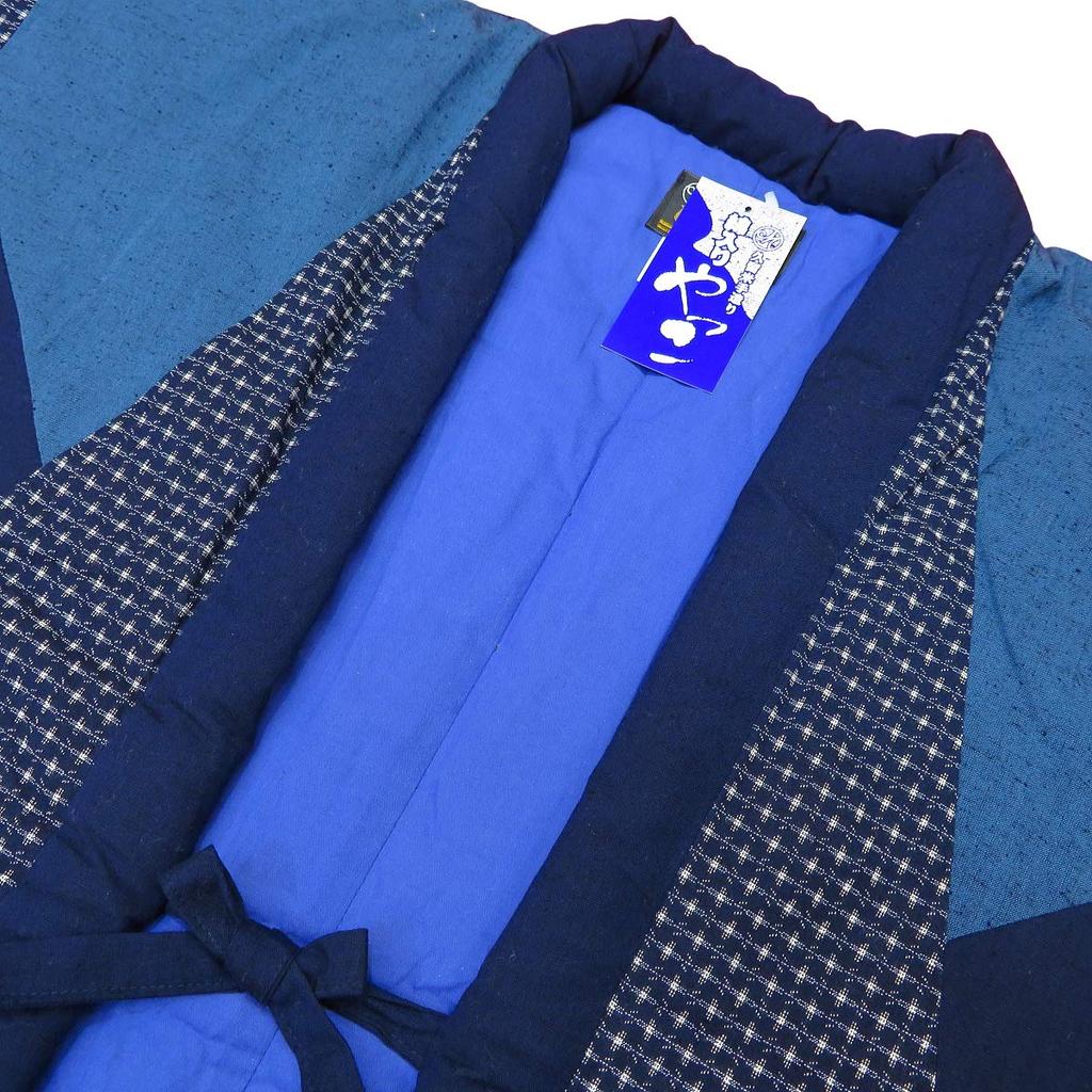 Authentic Kurume Style Padded Yakko Hanten Patchwork Design Free Made In [Yoshiwaka] Jacket! (navy), Sleeveless, Men's Size, Japan.