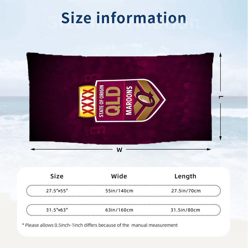 Queensland Maroons (1) Theme Beach Towel Sand Resistant Soft And Comfortable Suitable For The Pool Camping Yoga And Diving A Travel