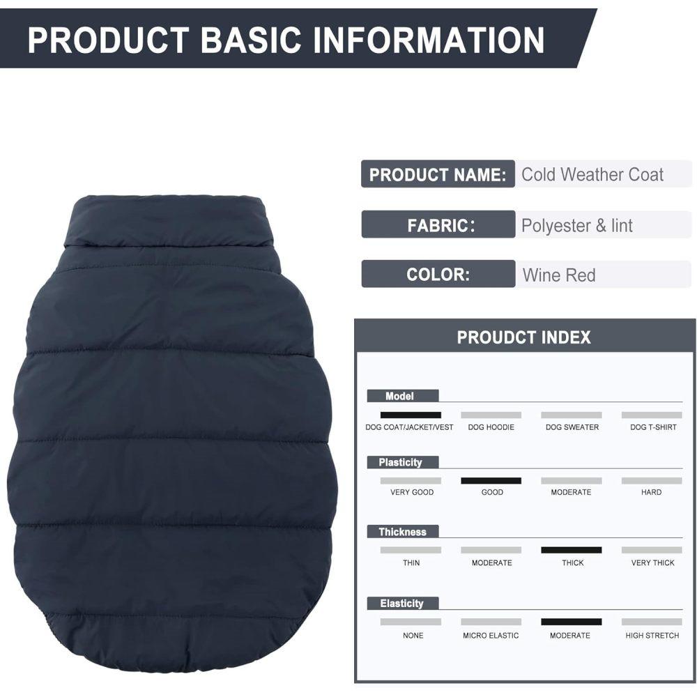 Vindtät hundkappa Vattentät hundvinterjacka Varm hundväst Djurkläder för kallt väder med 2 lager fleecefodrad för små medelstora hundar