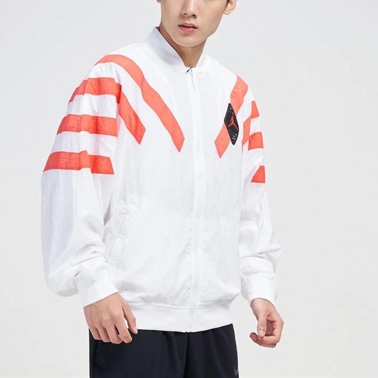 Jordan 6 SRT LGC Nylon Jacket With Multiple Stripes And Zip Men Jacket White Red Bv5406-100